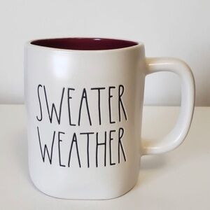 NEW Rae Dunn Sweater Weather Mug Burgundy Interior Fall Autumn 🍂